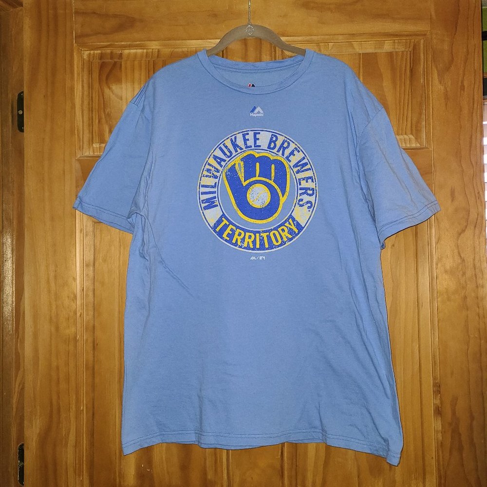 Majestic Light Blue Milwaukee Brewers Short Sleeve T Shirt